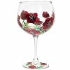 Lesser & Pavey Leonardo Collection Hand Painted Poppy Flower Gin Glass By Lynsey Johnstone