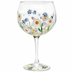 Lesser & Pavey Gin Glasses Hand Painted Dainty Daisy Flower Gin Glass By Lynsey Johnstone