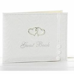 Joe Davies Shudehill Giftware White Wedding Guest Book With Entwined Hearts