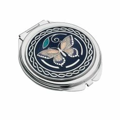 Sea Gems Compact Mirror Enamelled Butterfly Design In Purple & Lilac