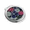 Sea Gems Compact Mirror Enamelled Multi Flower Design In Purple, Red & Cream