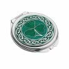 Compact Mirror Enamelled Shamrock Celtic Design By Sea Gems