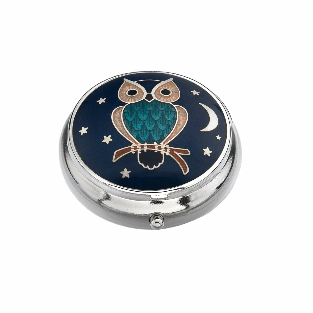 Discount π Sea Gems Blue Owl Enamel & Silver Plated Pill Box π€© 5 Sea Gems Blue Owl Enamel & Silver Plated Pill Box