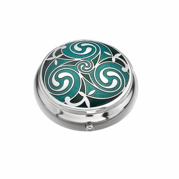 Best Sale 𧨠Sea Gems Celtic Green Triskele Design Enamel & Silver Plated Pill Box β 3 Sea Gems Celtic Green Triskele Design Enamel & Silver Plated Pill Box