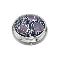 Sea Gems Purple Celtic Swirls Design Enamel & Silver Plated Pill Box