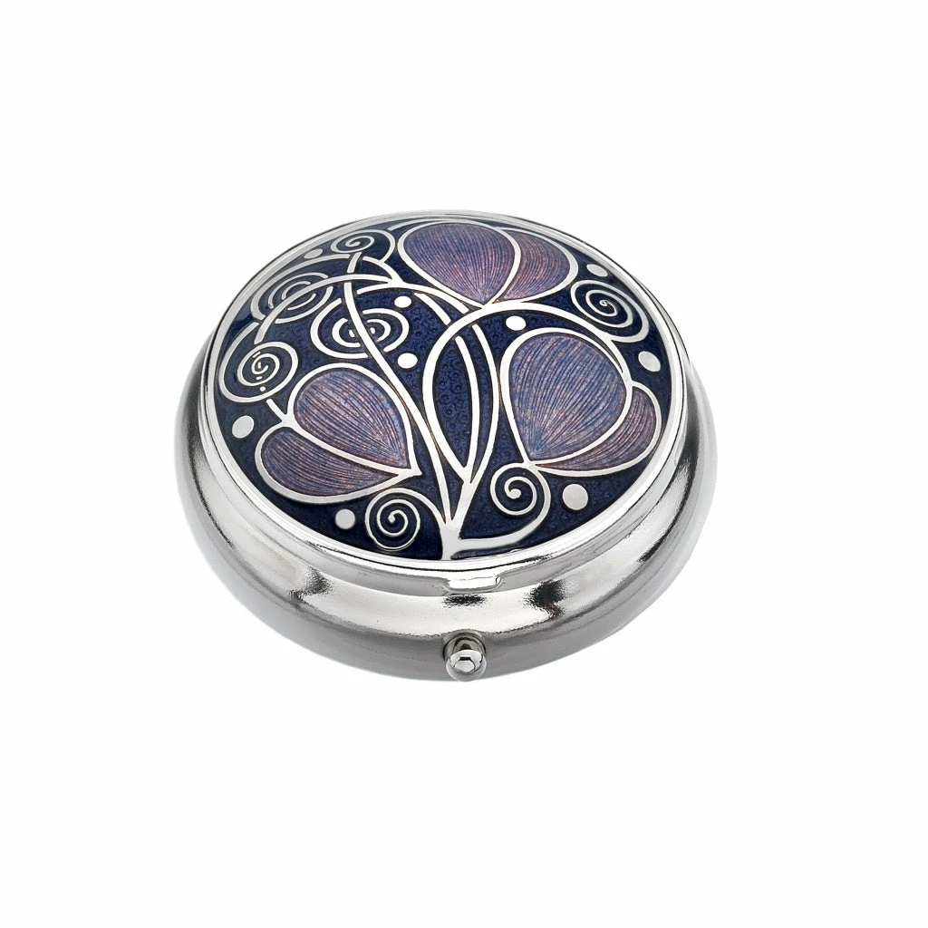 Cheap ⌛ Sea Gems Purple Celtic Swirls Design Enamel & Silver Plated Pill Box 👏 3 Sea Gems Purple Celtic Swirls Design Enamel & Silver Plated Pill Box
