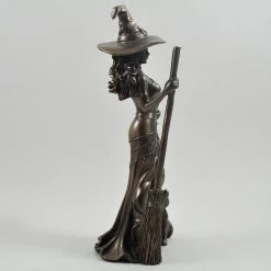 Fiesta Studios Witch & Cat With Broom & Spell Book Figurine