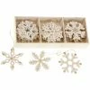 Heaven Sends Wooden Snowflakes Gold Patterned Christmas Tree Decorations Box Of 24