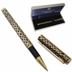 Sea Gems Celtic Bird Design Gold Metal Rollerball Pen
