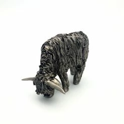 Frith - Fiona Miniature Highland Cow Grazing Sculpture By Veronica Ballan Frith Sculptures