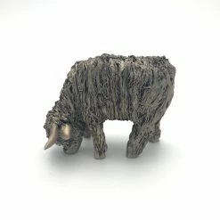 Frith - Fiona Miniature Highland Cow Grazing Sculpture By Veronica Ballan Frith Sculptures