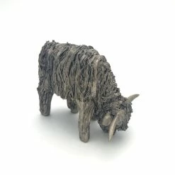 Frith - Fiona Miniature Highland Cow Grazing Sculpture By Veronica Ballan Frith Sculptures