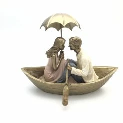 Widdop Ornaments Rainy Day Collection Couple In Rowing Boat Under Umbrella Figure