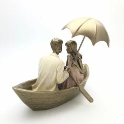 Widdop Ornaments Rainy Day Collection Couple In Rowing Boat Under Umbrella Figure