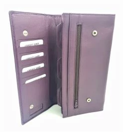 Golunski Leather Travel Wallet & Passport Holder Family Traveller In Grape - Dark Purple