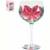 Wholesale π― Lesser & Pavey Lynsey Johnstone Handpainted Pink Lily Gin Glass Gin Glasses β 2 Lesser & Pavey Lynsey Johnstone Handpainted Pink Lily Gin Glass Gin Glasses
