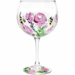 Lesser & Pavey Lynsey Johnstone Handpainted Bees & Flowers Gin Glass