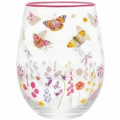 Lesser & Pavey Stemless Gin Cocktail Glass Tumbler Decorated With Butterflies Leonardo Collection