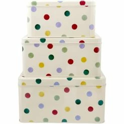 Elite Tins Emma Bridgewater Polka Dot Set Of 3 Square Cake Tins