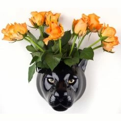 Quail Ceramics Panther Wall Vase