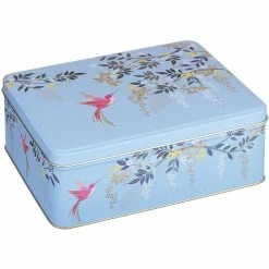 Elite Tins Sara Miller Blue Chelsea Bird Deep Rectangular Tin