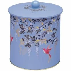 Elite Tins Sara Miller Blue Hummingbird Design Biscuit Barrel Tin