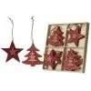 Heaven Sends Wooden Scandi Style Star And Tree Christmas Decorations Boxed Set Of 12