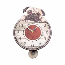 Puggin' Tickin' Pug Dog Pendulum Wall Clock By Nemesis Now
