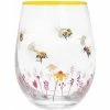 Lesser & Pavey Leonardo Collection Stemless Gin Cocktail Glass Tumbler Decorated With Busy Bees