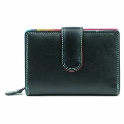 Golunski Leather Flap Over Tab Purse Cards & Cash Black & Multi Colour