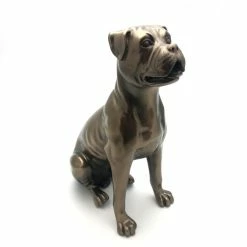 Fiesta Studios Sitting Boxer Dog Figure Cold Cast Bronze By Beauchamp Bronze