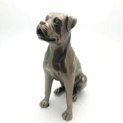 Fiesta Studios Sitting Boxer Dog Figure Cold Cast Bronze By Beauchamp Bronze