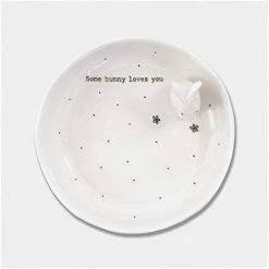 East Of India Porcelain Jewellery Dish Some Bunny Loves You