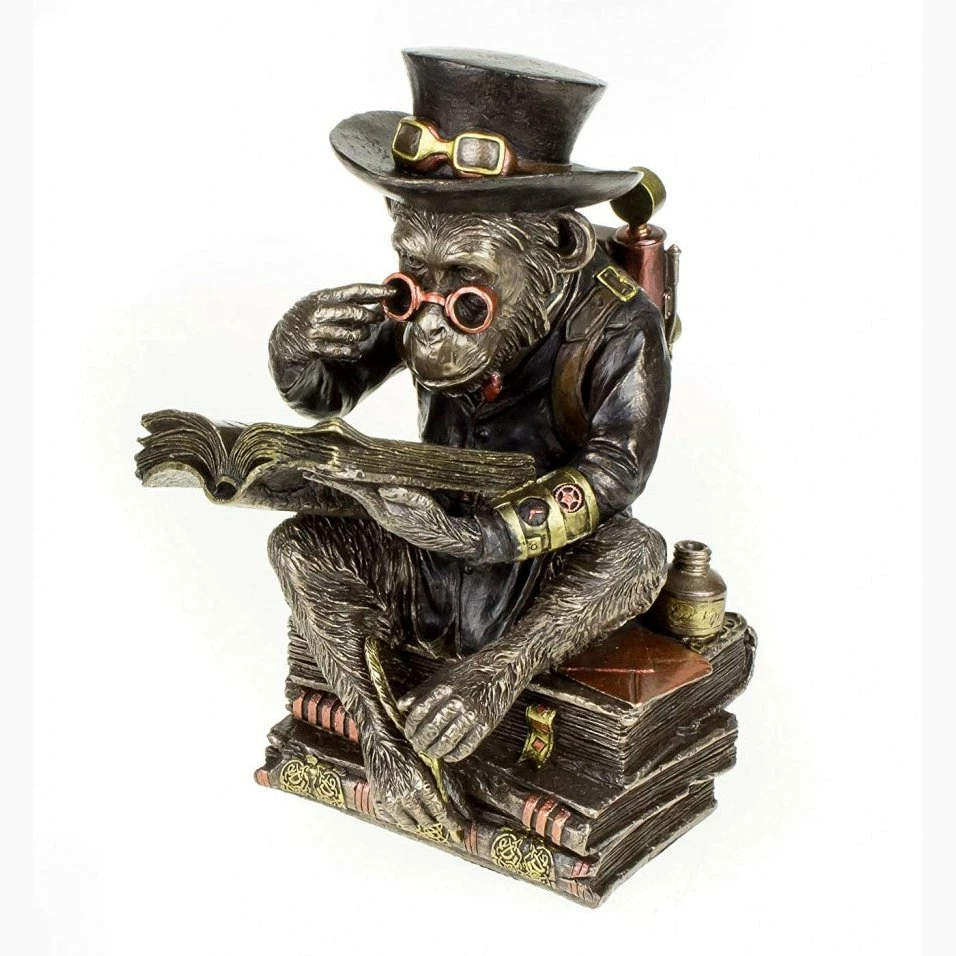 Best Sale 🌟 Chimpanzee Scholar Cold Cast Bronze By Nemesis Now Darwinism Steampunk 😉 3 Chimpanzee Scholar Cold Cast Bronze By Nemesis Now Darwinism Steampunk