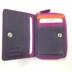 Small Leather Purse In Purple Graffiti Range By Golunski