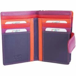 Golunski Leather Flap Over Tab Purse Cards & Cash China Rose Colour