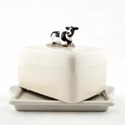 Quail Ceramics Friesian Cow Butter Dish