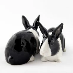 Quail Ceramics Black & White Dutch Rabbit Salt & Pepper Shakers