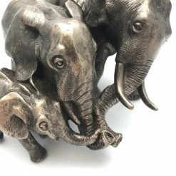 Fiesta Studios Family Of Three African Elephants In Cold Cast Bronze