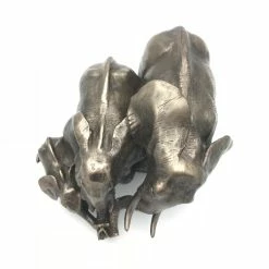 Fiesta Studios Family Of Three African Elephants In Cold Cast Bronze