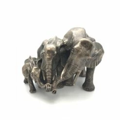 Fiesta Studios Family Of Three African Elephants In Cold Cast Bronze