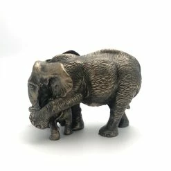 Fiesta Studios Mother And Calf Elephants In Cold Cast Bronze