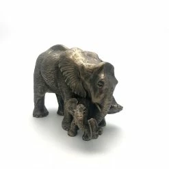 Fiesta Studios Mother And Calf Elephants In Cold Cast Bronze