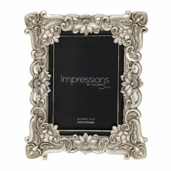 Widdop Photo Frames Antique Silver Floral Resin 4 X 6 Inch Photo Frame With Crystal Detail