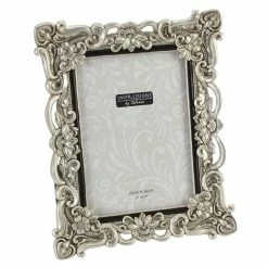 Widdop Antique Silver Floral Resin 5 X 7 Inch Photo Frame With Crystal Detail