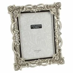 Widdop Antique Silver Floral Resin 6 X 8 Inch Photo Frame With Crystal Detail Photo Frames