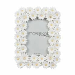Widdop White Floral Daisy Photo Frame With Crystal Detail 4 X 6 Photo Photo Frames