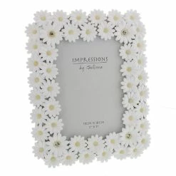 Widdop Photo Frames White Floral Daisy Photo Frame With Crystal Detail 5 X 7 Photo