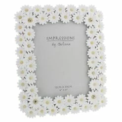 Widdop White Floral Daisy Photo Frame With Crystal Detail 6 X 8 Photo