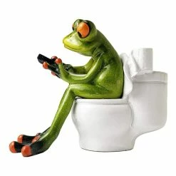 Fiesta Studios Comical Frogs On The Toilet Small Resin Figurine